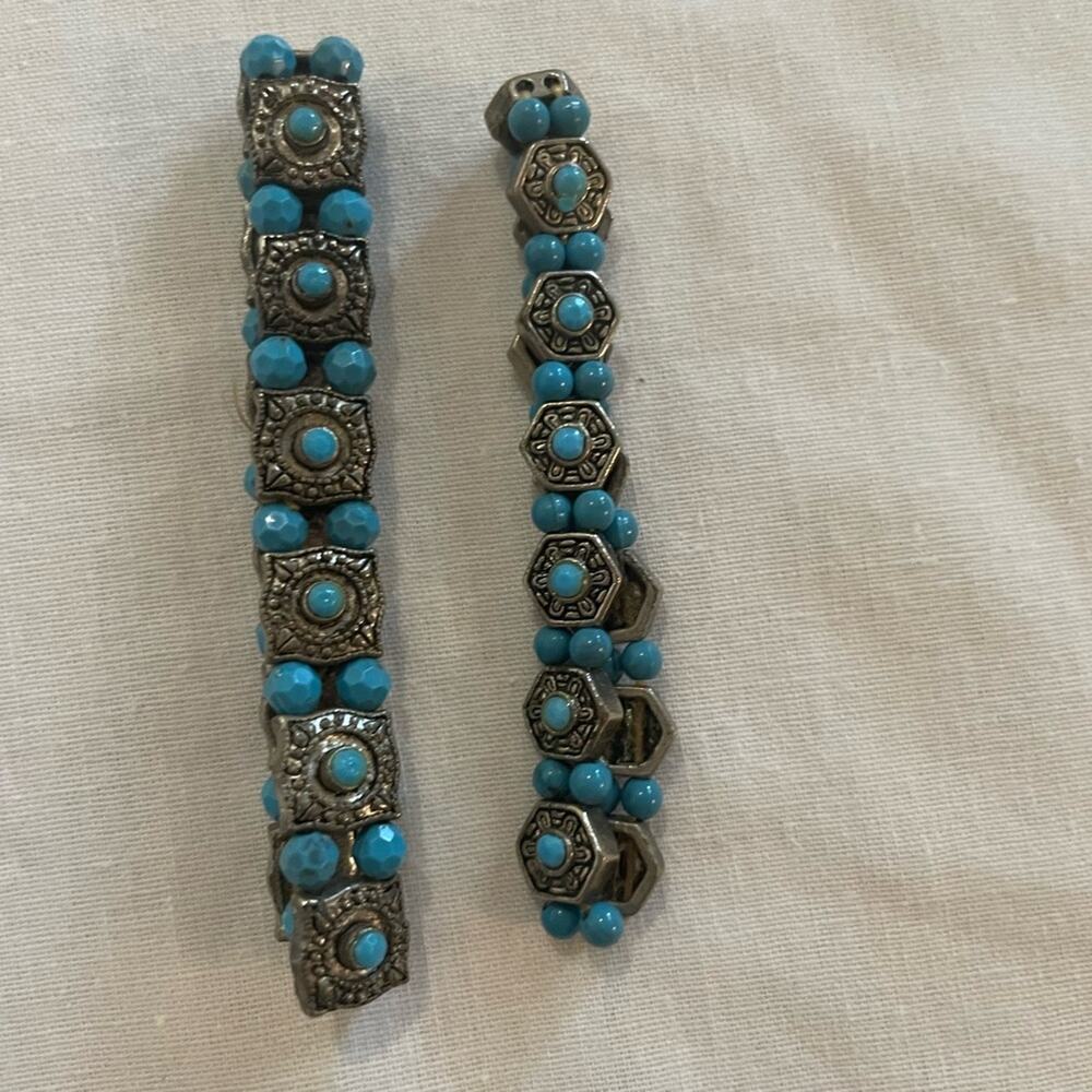 Vintage coastal, cowgirl, turquoise and silver Unisex Stretch bracelets
